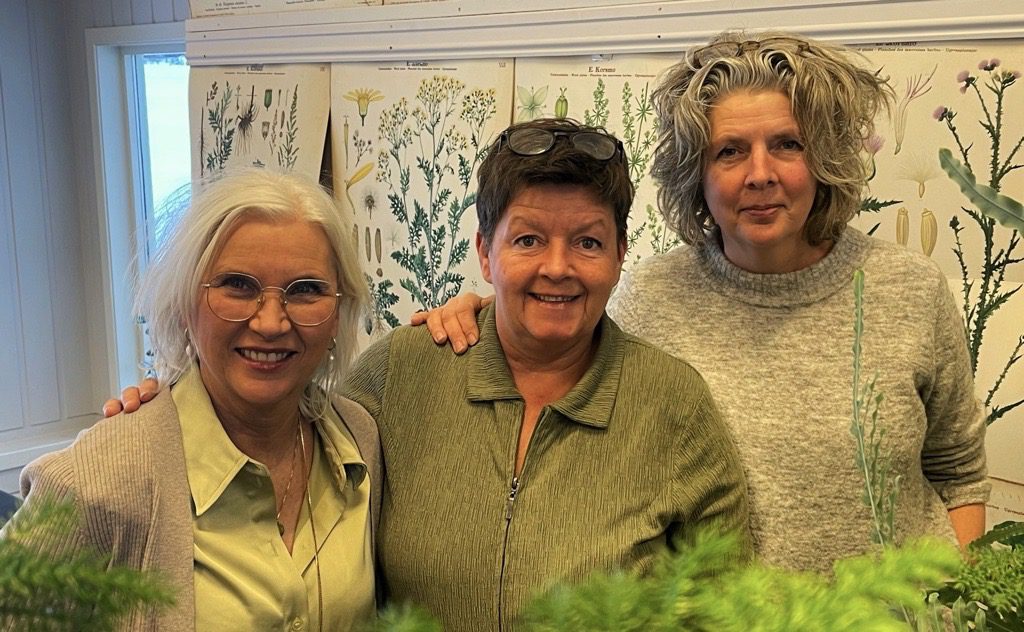 Tre faglærere som underviser på fagskoleutdanningen Lønnsomhet og bærekraft i blomsterdekoratøryrket