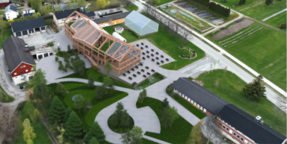 Flyfoto av bygninger på Norges grønne fagskole - Vea