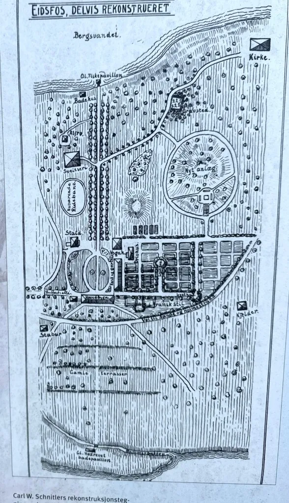 Tegning av hageplan for Eidsfos