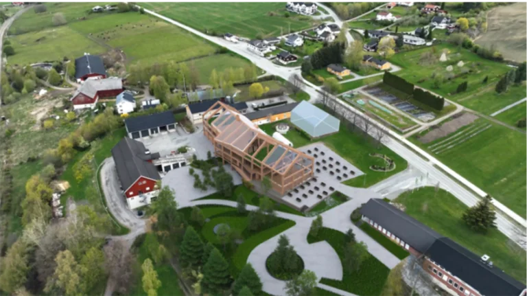 Flyfoto av bygninger på Norges grønne fagskole - Vea